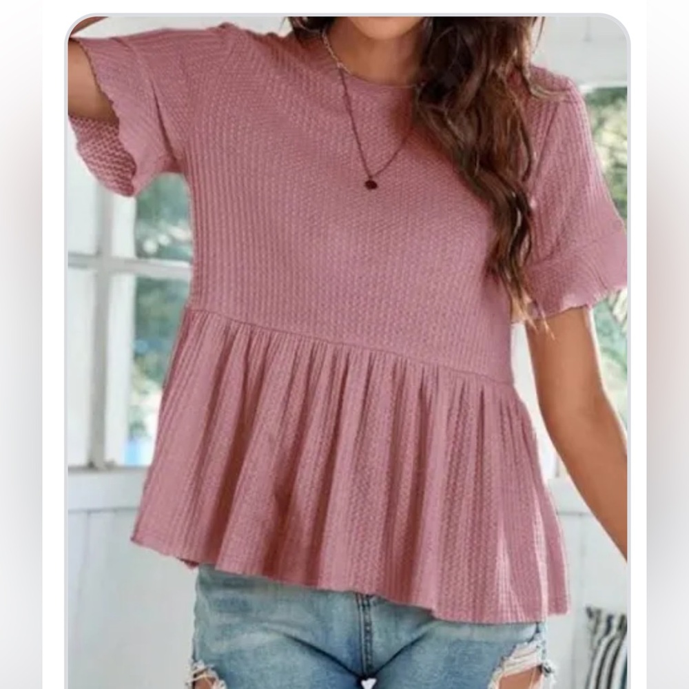 waffle knit babydoll top